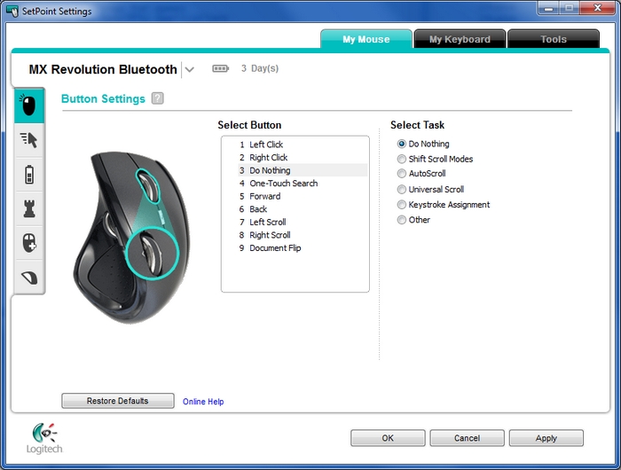 Bluetooth settings. Logitech setpoint. Setpoint. Logitech mx5500 схема мыши.