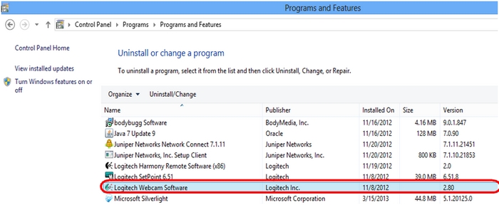 Dezinstalacja oprogramowania LWS2 w systemie Windows 8