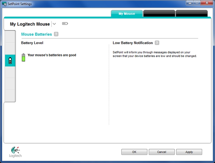 Checking mouse battery status in SetPoint