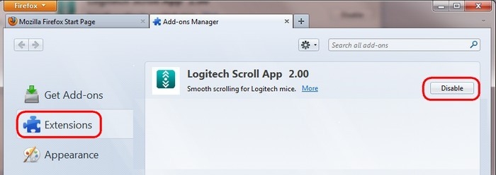 Disable Logitech Scroll App