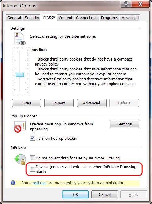 InPrivate-Browsen für Internet Explorer