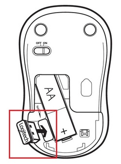 Aufbewahrung des USB-Empfängers für die M225-Maus