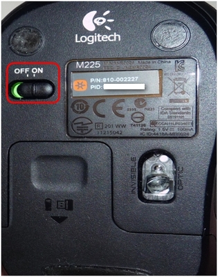 M225 mouse on off switch