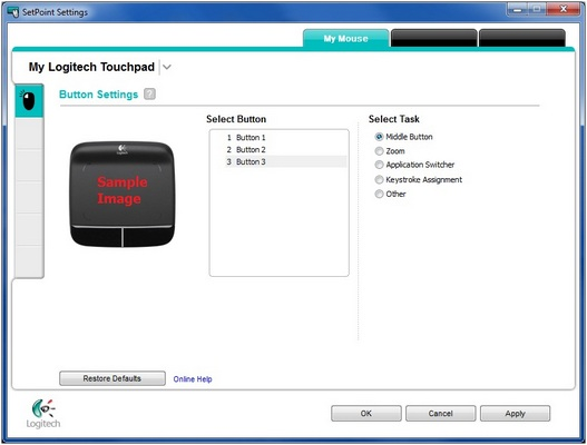 Configurações de botão do touchpad