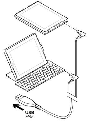 Aufladen des Logitech Fold-Up Keyboard für iPad 2