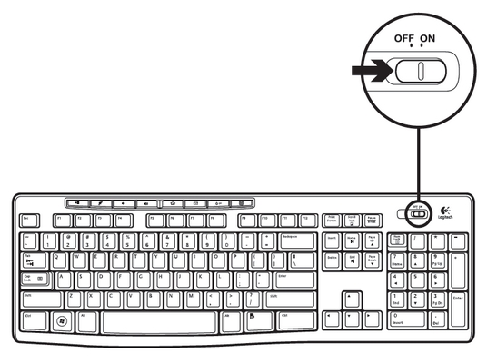 Ein-/Ausschalter der MK270-Tastatur