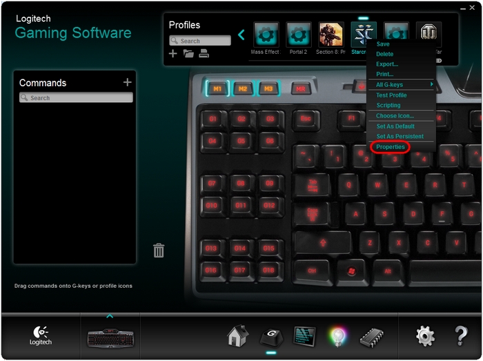 Setting .exe properties on G-series gaming keyboard