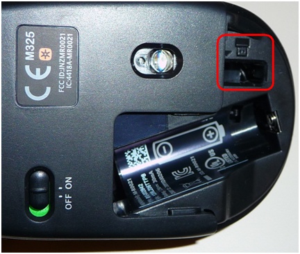 MK365 mouse (M325) receiver storage
