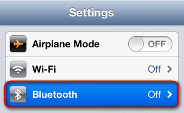 iPhone Bluetooth settings