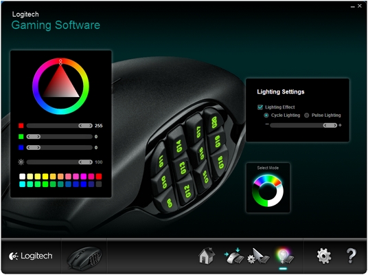 G600 Lighting Settings for On-board Memory Mode
