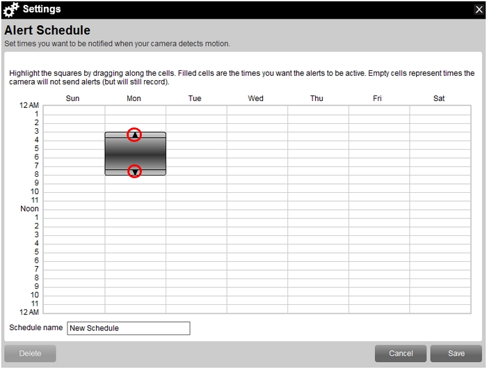 Set custom schedule time in Web Commander