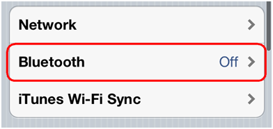 iOS Settings General Bluetooth