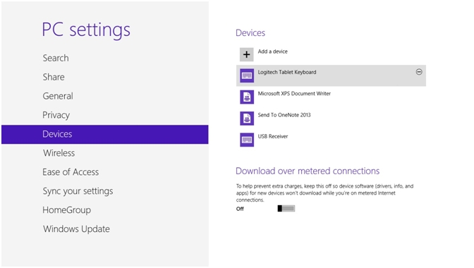 Windows 8 PC Settings Devices