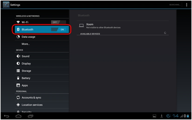 Android 4x Settings Bluetooth On