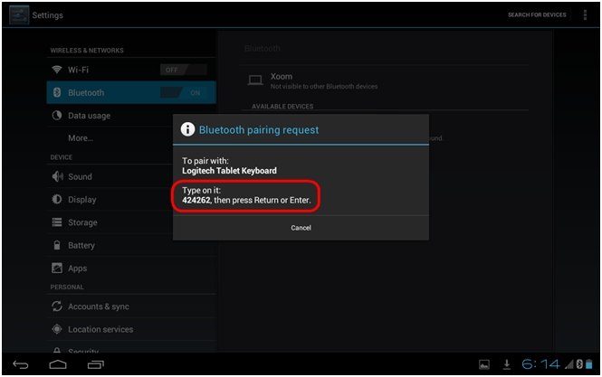 Paramètres Android 4x: option Bluetooth définie sur OUI