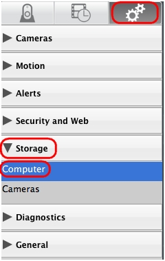 Access storage settings