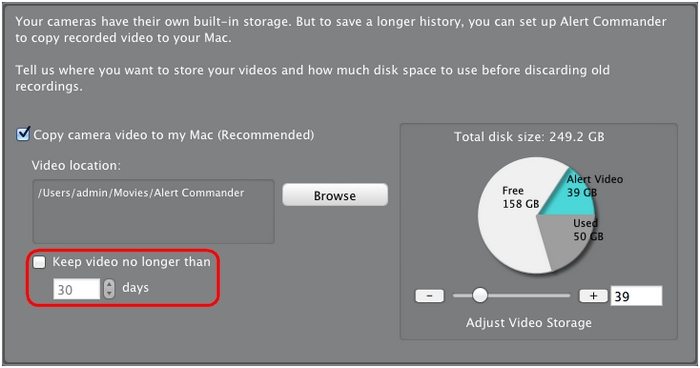 Configurar la eliminación automática de vídeos