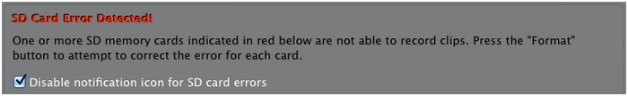 Disable SD card error alerts