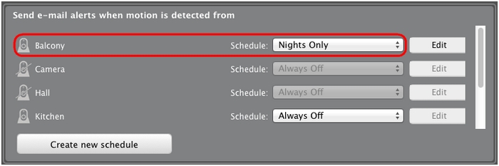 Nights only schedule selected