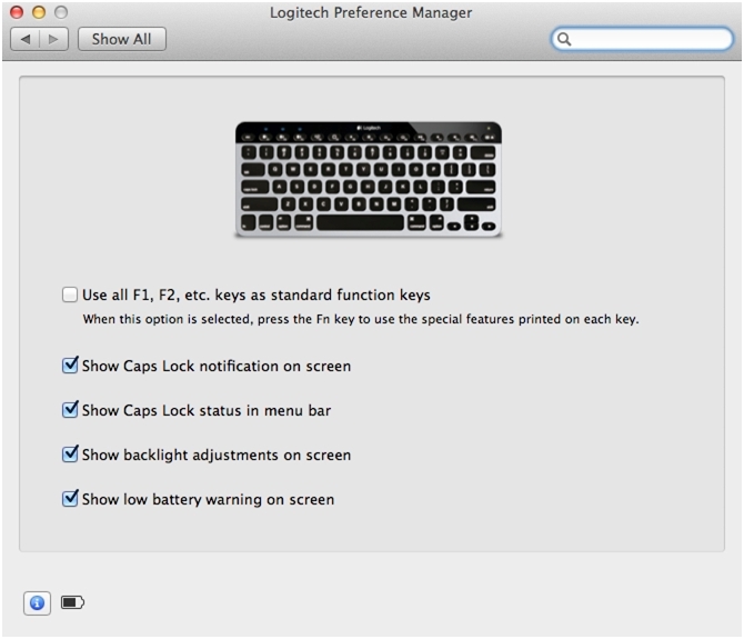 Выбор клавиатуры K811 в Logitech Preference Manager