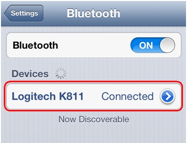 K811 Bluetooth Connected