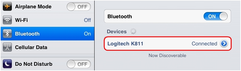 K811 Bluetooth keyboard Connected