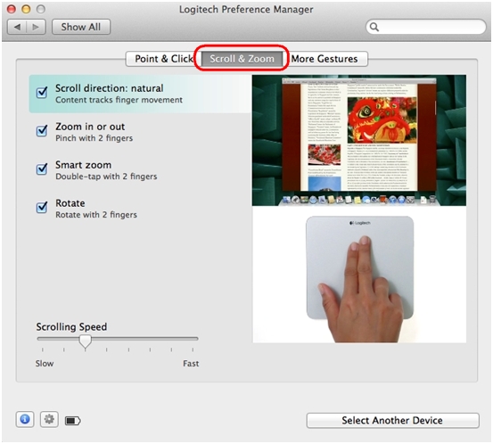 Scroll & Zoom trackpad settings