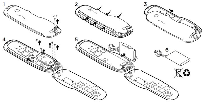 Diagrama de remoção da bateria do Harmony Ultimate