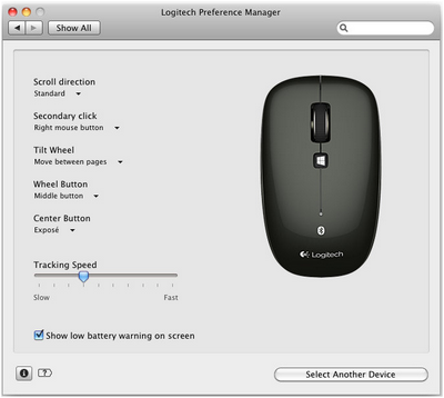 Configuration options for the M557 mouse