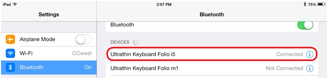 Ultrathin Keyboard Folio i5 Connected