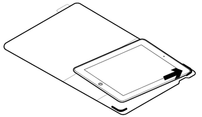 Insert corner of tablet into holder