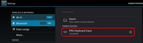 Logitech Pro Keyboard Case Connected