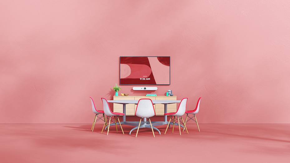 Abbildung eines Konferenzraum-Setups für Videokonferenzen
