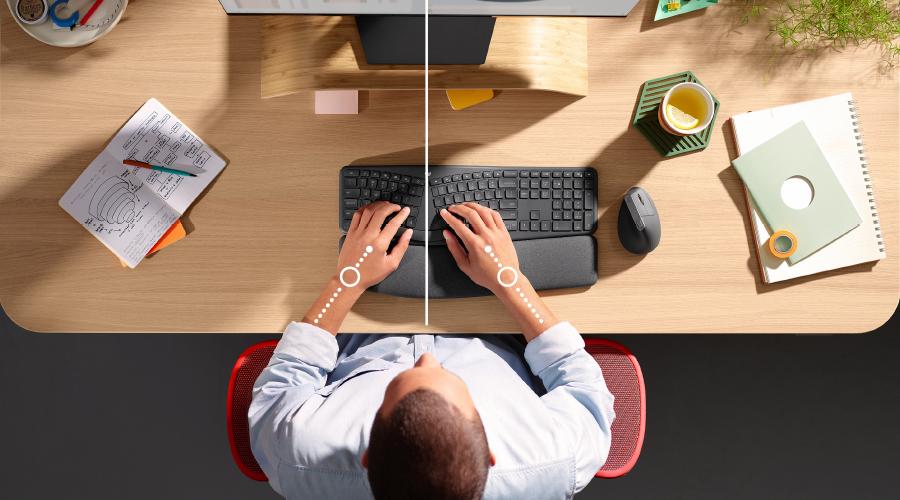 Hand and body positioning to computer keyboard