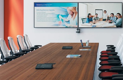 Large Conference Room with Logitech Rally Camera and Tap