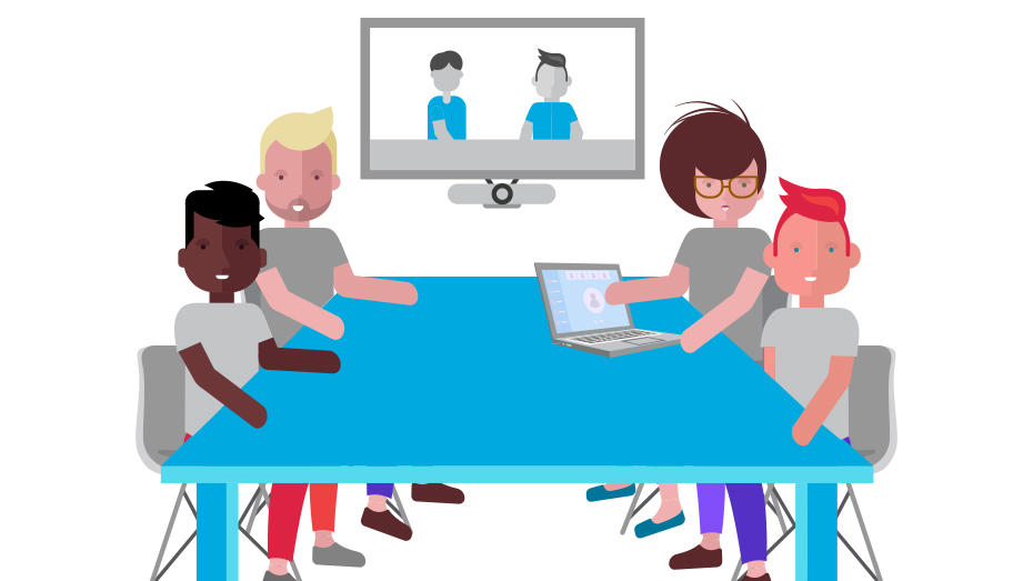 Illustration of People around conference table