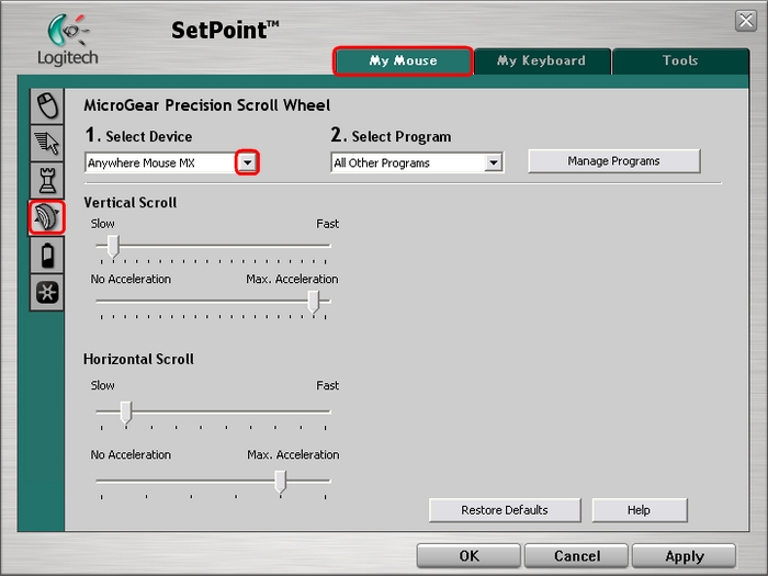 Logitech setpoint mouse and keyboard software